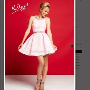 Mac Duggal Pink Halter Mini Dress for Prom